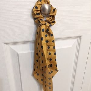 Mustard polkadot scrunchie scarf